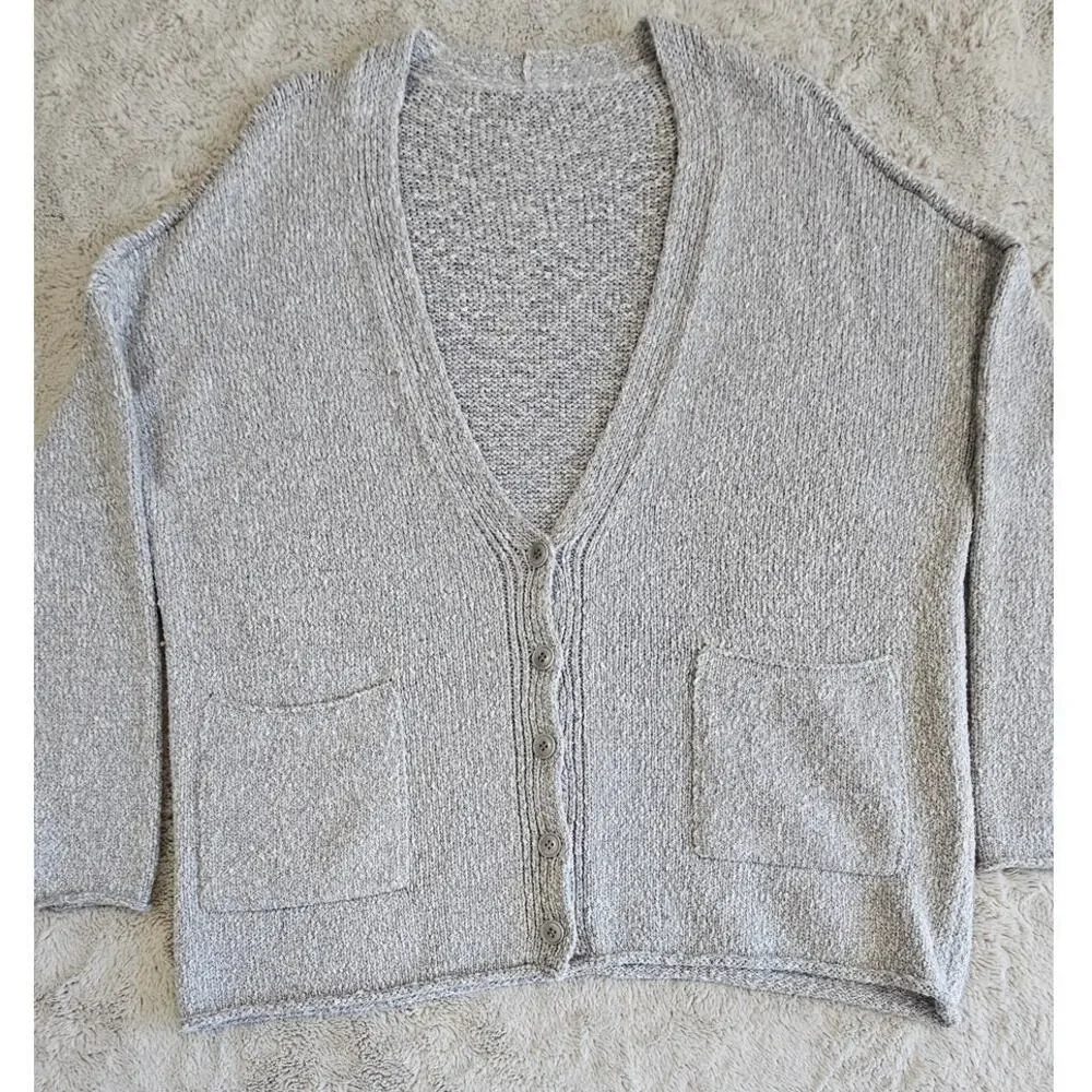 Eileen Fisher Cardigan Sweater 68% Alpaca, Button Front, Gray, NWT $368, Sz XL
